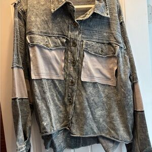 POL Gray Textured Shirt